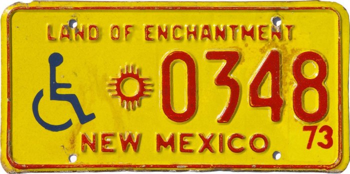 New Mexico Handicap License Plates